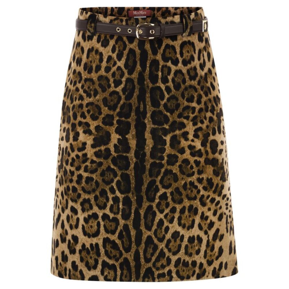 Maxmara Studio Women Mstfalange – Leopard-Print Midi Skirt With Belt